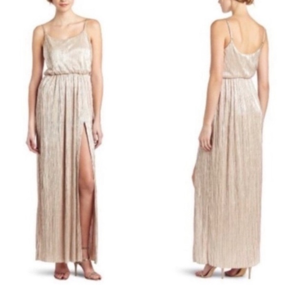 BCBGeneration Dresses & Skirts - BCBGeneration Gold Maxi Dress with Slit
